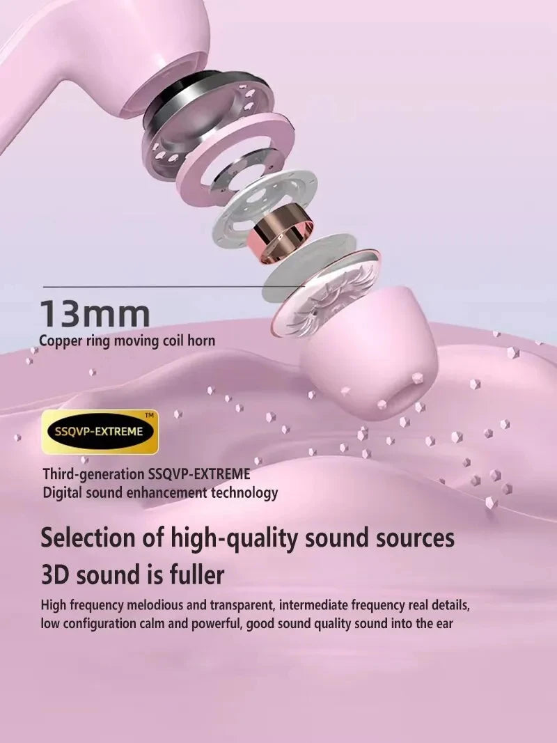 Wireless Bluetooth Headset Transparent Design with LED Digital Display Stereo Sound TWS Earphone for Sports Working-Air BT30