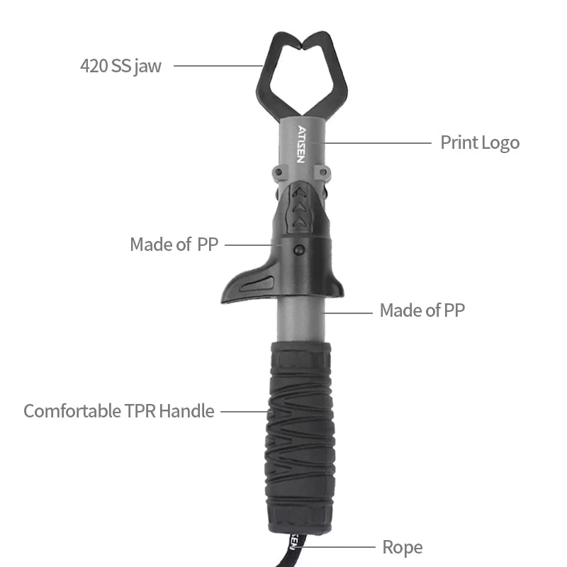 Fish lip pliers Grab Grip Tool Stainless Steel fish Holder Fishing tool Extended version TPR Handle Fishing Men's fishing tackle