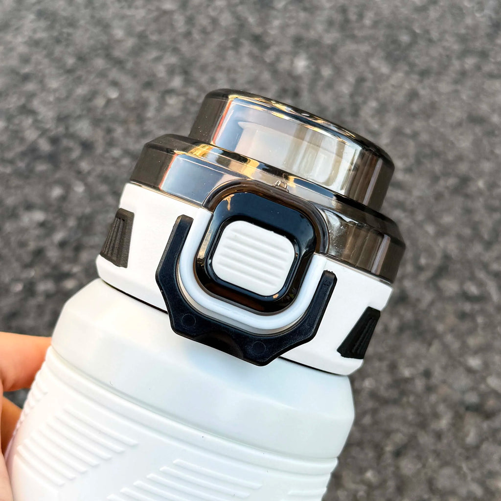 1pc trendy stainless steel thermos cup 650ml, fashionable dual-drinking thermal water bottle, portable with handle for outdoor