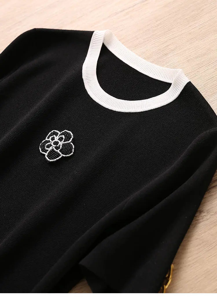 Summer Dresses Ladies 2023 Luxury Designer Rose Embroidery Split T shirt Long Ice Silk Straight Maternity Dress Women's Clothing