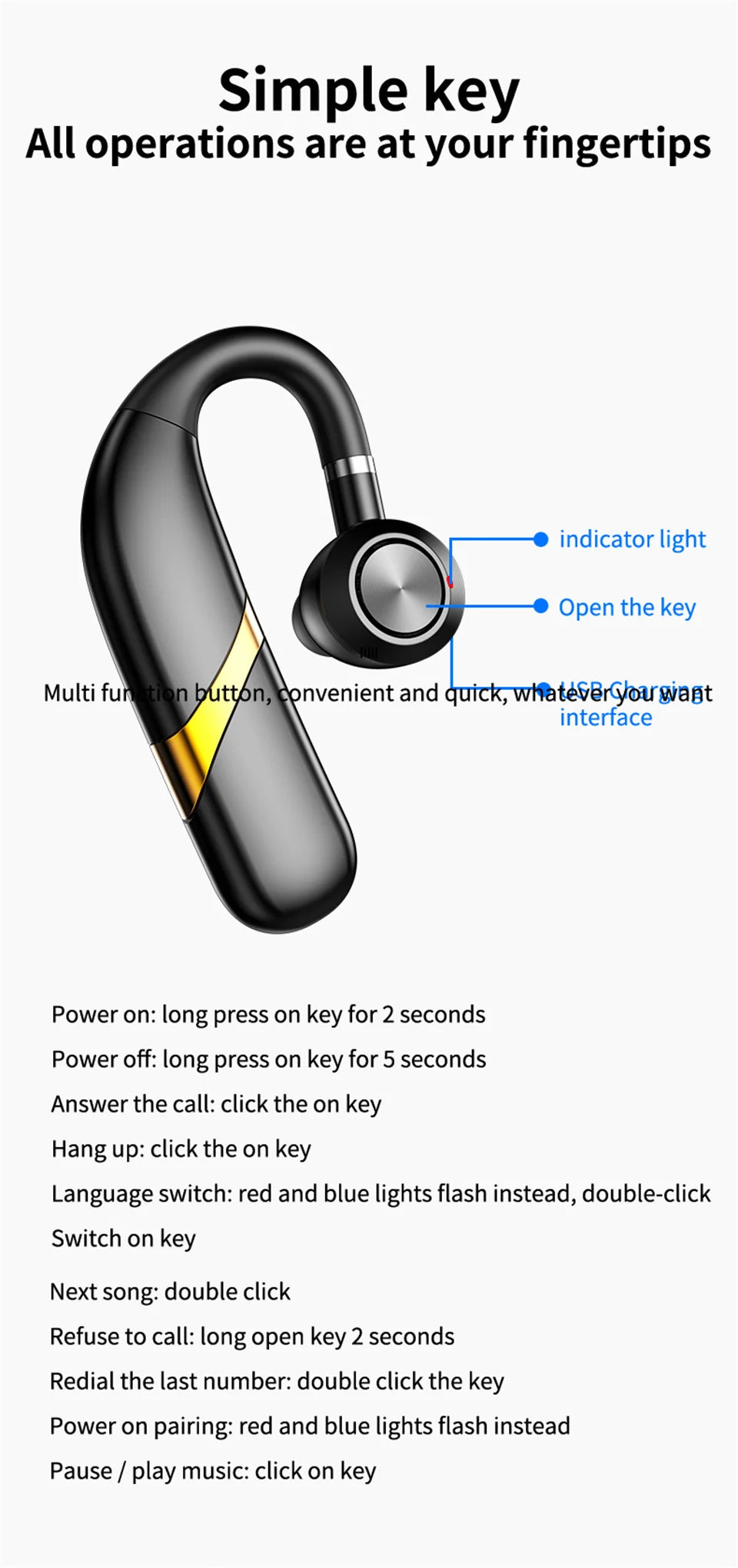 Bluetooth Earphones Wireless Headphones With Microphon Busines Headset Fone De Ouvido For Driving Audifonos Talking Auriculares