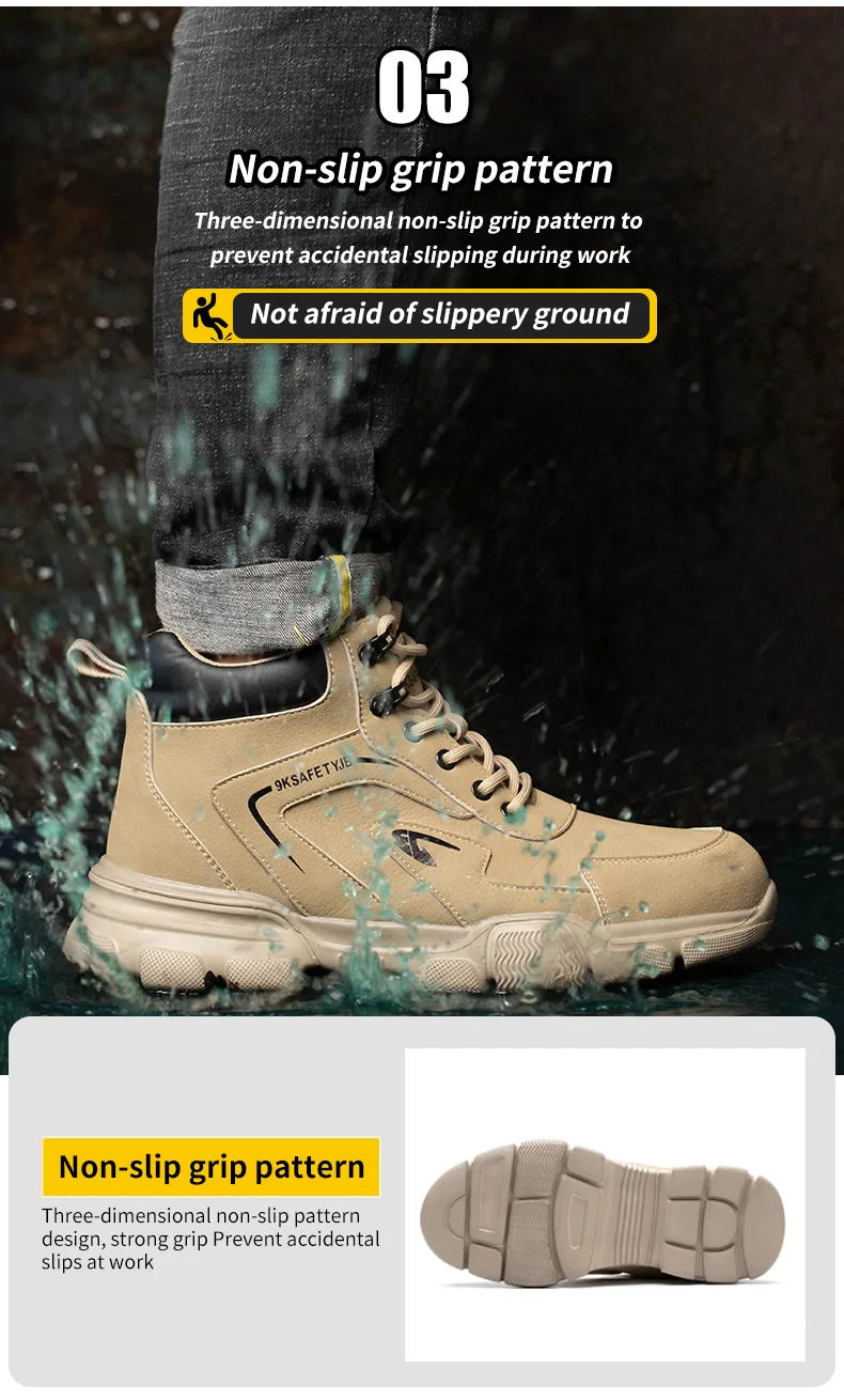 Work Safety Shoes Men Anti-smash Anti-puncture Work Sneakers Steel Toe Shoes Light Comfort Security Boots Indestructible Shoes