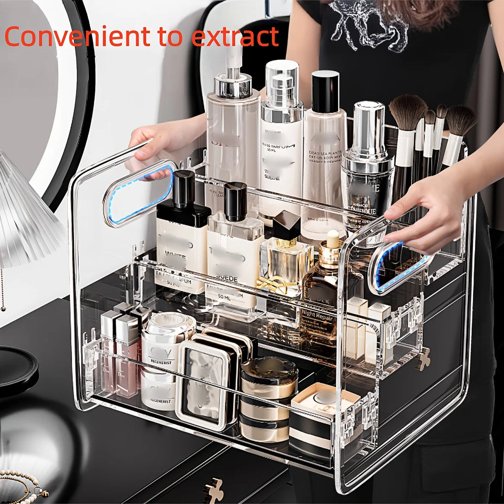 1pc Desktop Cosmetic Organizer Acrylic Transparent Slanted Storage Basket for Makeup, Lipstick, Perfume, Facial Mask, and Other