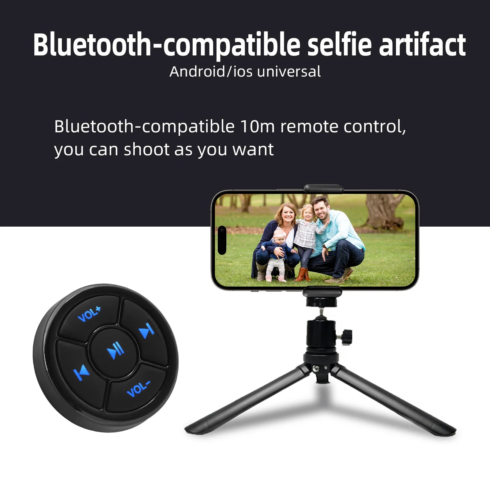 Bluetooth-compatible Car Motorcycle Bike Wireless Steering Wheel Remote Control Music Player  Media Button For IOS Android Phone