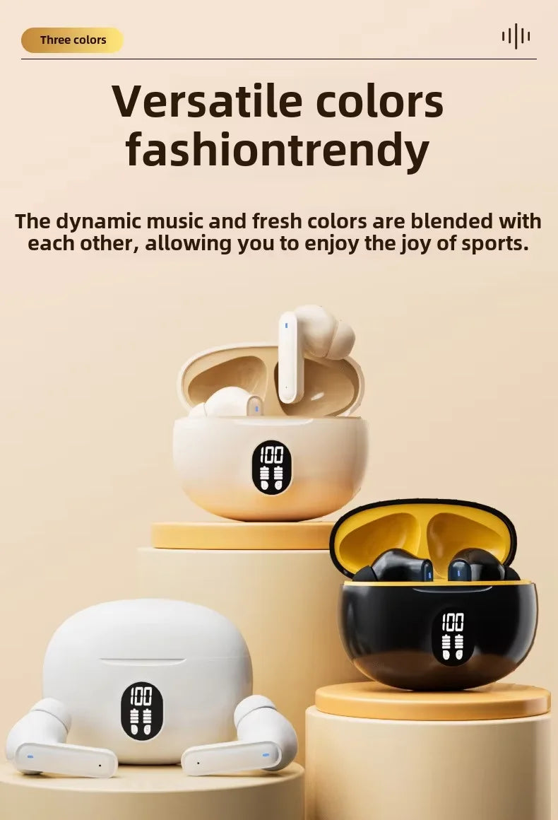 Wireless Bluetooth earphones with LED intelligent digital display, long battery life, in ear comfortable wearing