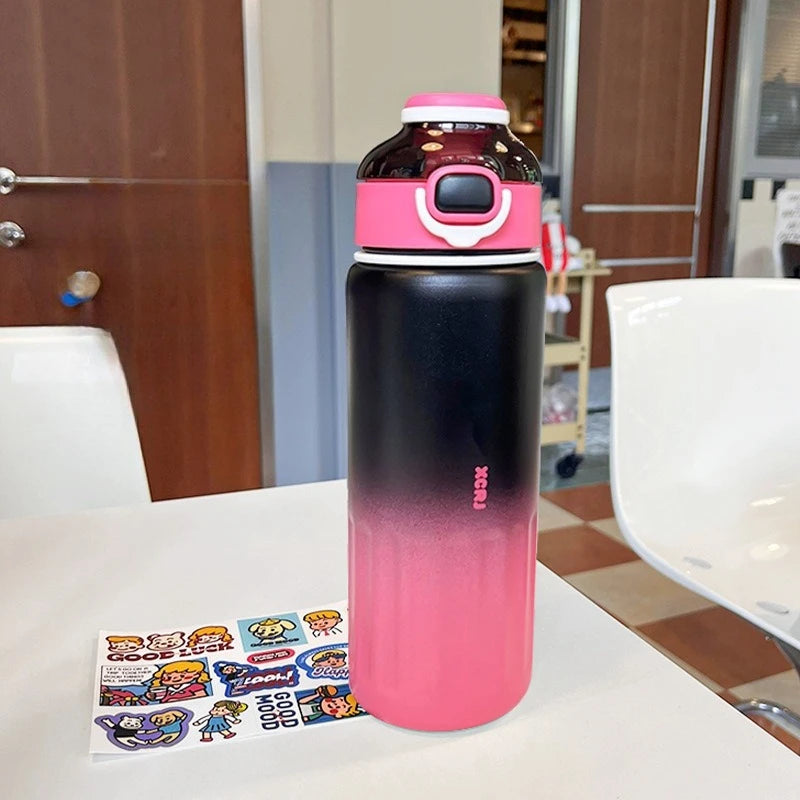 800ml Thermos Water Bottle Straw Cup Stainless Steel Car Thermal Sports Water Cup Large Capacity Cold and Hot Thermal Travel Mug