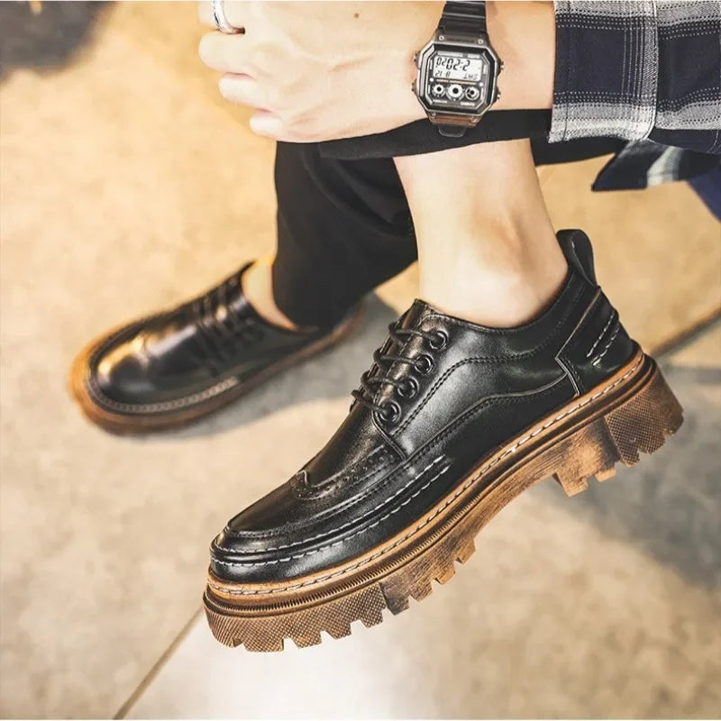 Shoes for Men Fashion High Quality Leather Men Shoes Business Light Luxury High-end Retro Tooling Men's Shoes Zapatillas Hombre