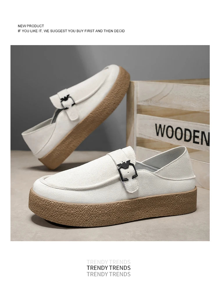 New autumn and winter men's shoes high-quality suede casual shoes British style thick soled board shoes fashionable slippers