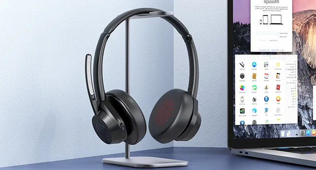 Wireless Bluetooth Headset Bluetooth 5.4 Headphones with Microphone Noise Canceling Multipoint Connect Wireless Headset for Work