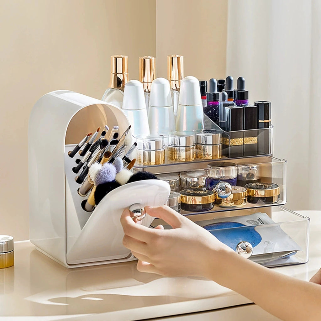 Multifunctional Cosmetics Storage Box, Dressing Table Lipstick and Eyebrow Pencil Organizer, Large-Capacity Skin Care Product, Makeup Brush, Facial Mask Storage, Cosmetics Storage Box