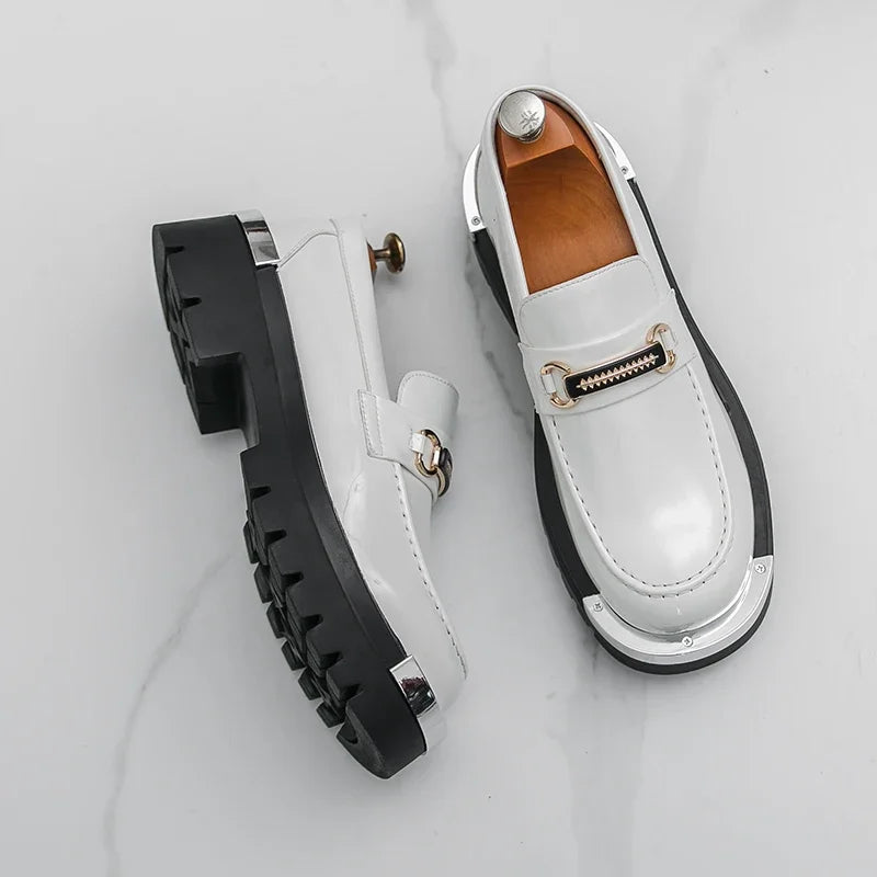 Men's thick soled shoes Luxury fashion designer styles Work Trend Nightclub casual party shoes Height increasing leather shoes