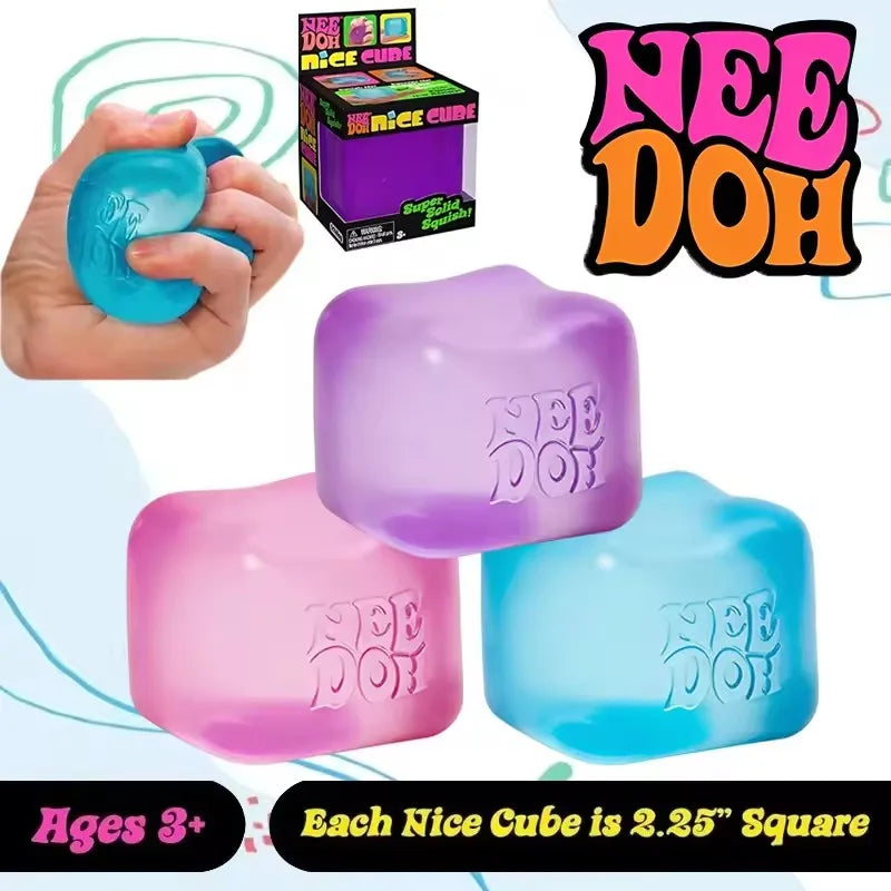 Needoh Nice Cube Sensory Stress Reliever Multiple Styles Fidget Tool for Anxiety & Focus Desk Sensory Cube for Adults Kids