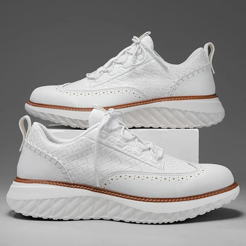 New Shoes for Men Leather Casual Shoes Fashion Breathable Brogues Sport Shoes Street Cool Chunky Sneakers