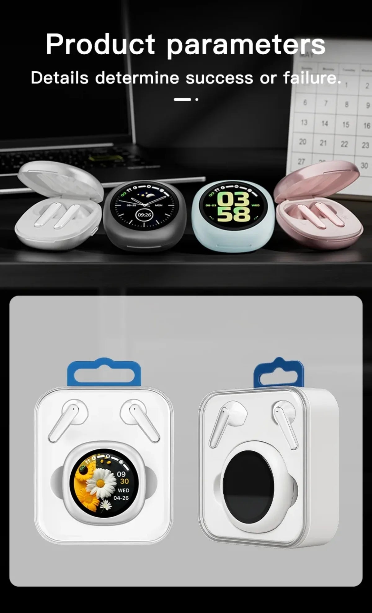 Wireless Bluetooth Translation Headphones with Touch Screen ANC ENC Noise Cancellation 164 Languages Translator Lifetime Free