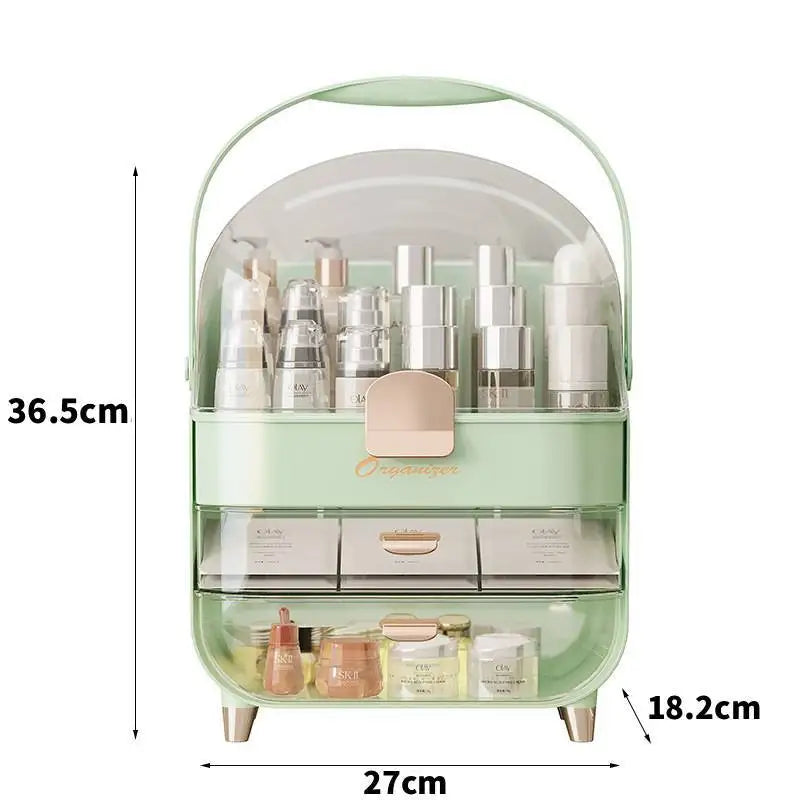 2026 Luxury Cosmetics Storage Box with High Quality and Large Capacity Dustproof Skincare Storage Display Stand Handheld