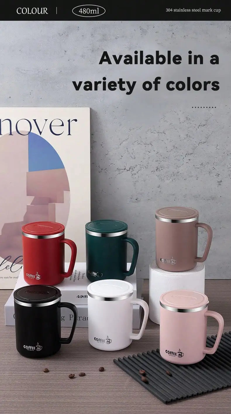 Portable Thermal Mug 304 Stainless Steel Double Wall Insulated Drinking Cup With Handle Anti Scald Sealed Tea Milk Coffee Cup