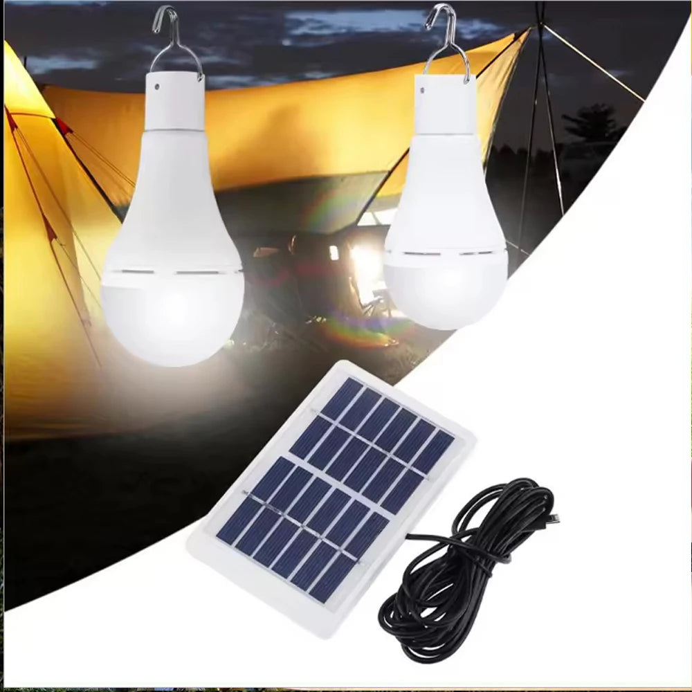Solar Light USB Charged Hanging Emergency Sunlight 7W/9W/12W Powered Lamp Outdoor Indoor House Solar Bulb Light Solar Panels
