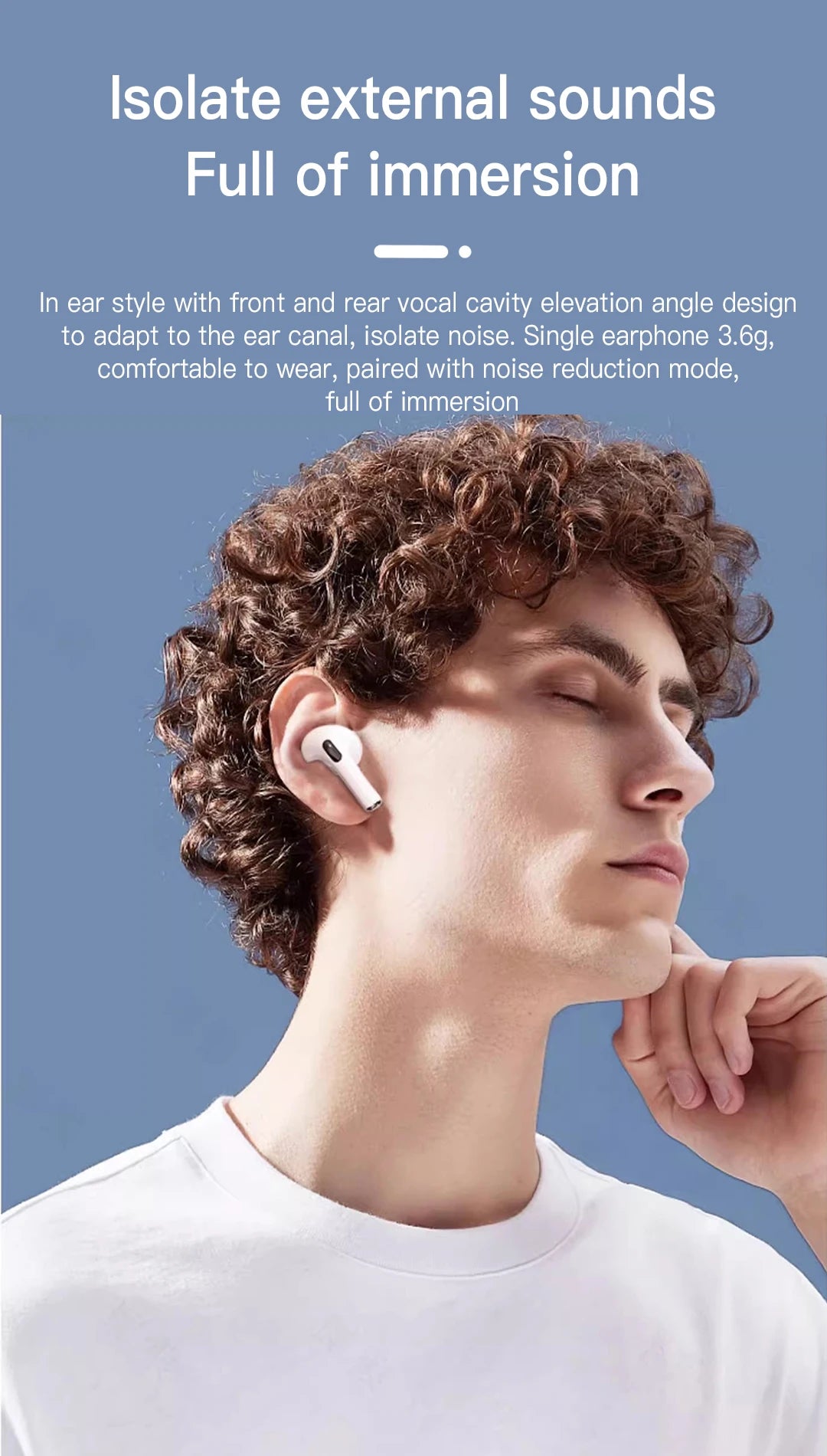 Wireless Earphones With Bluetooth 5.3 In-Ear Headphones Intelligent Noise Reduction Long Battery Life LED Color Screen Display