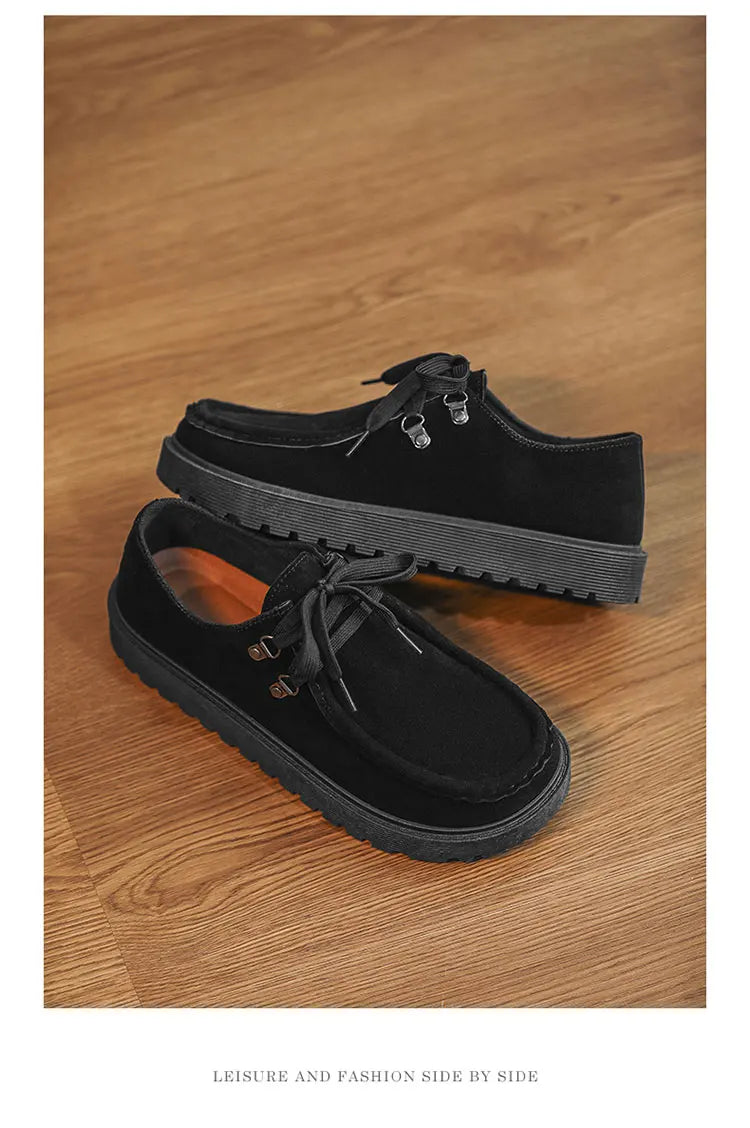 STRONGSHEN Men Casual Shoes Suede Leather Board Shoes Men Retro Thick Soled Suede Shoes Man Zapatos Para Hombre Calzado Hombre