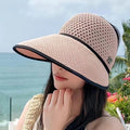 Summer Straw Empty Top Sun Hat For Women Wide Large Brim Visors Hat Travel Sun Hat Women's Hat Beach UV Protection Caps