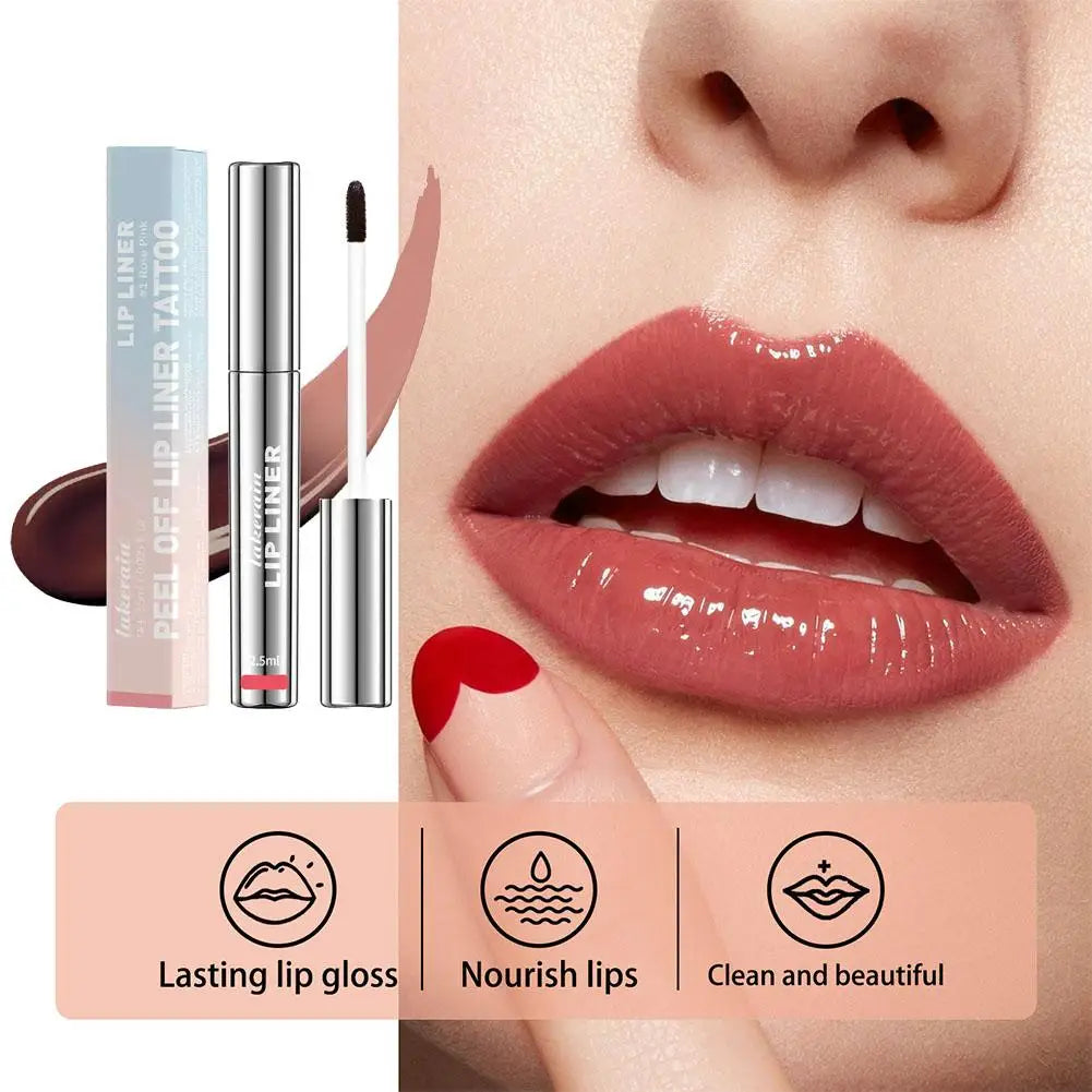 Waterproof Lip Liner Peel Off Tattoo Lipgloss Waterproof Long Lasting Matte Lip Tint Brown Contour Tear-off Lips Stain Cosmetic