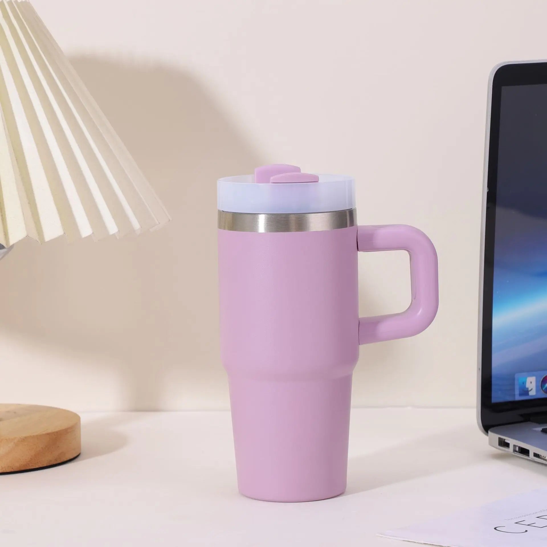 14oz New Double-layer Vacuum Car Cup Large Capacity 304 Stainless Steel Thermal Insulation Cup with Portable Handle Water Cup