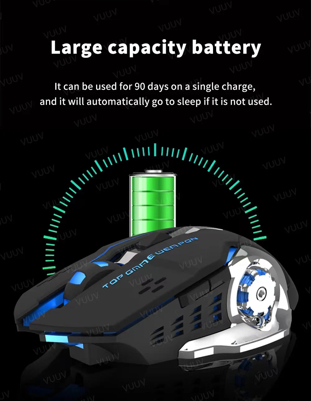 Wireless Bluetooth Gaming Mouse 2.4g USB Rechargeable Ergonomic Mechanical Backlight Design for Laptop PC Computer Gamer