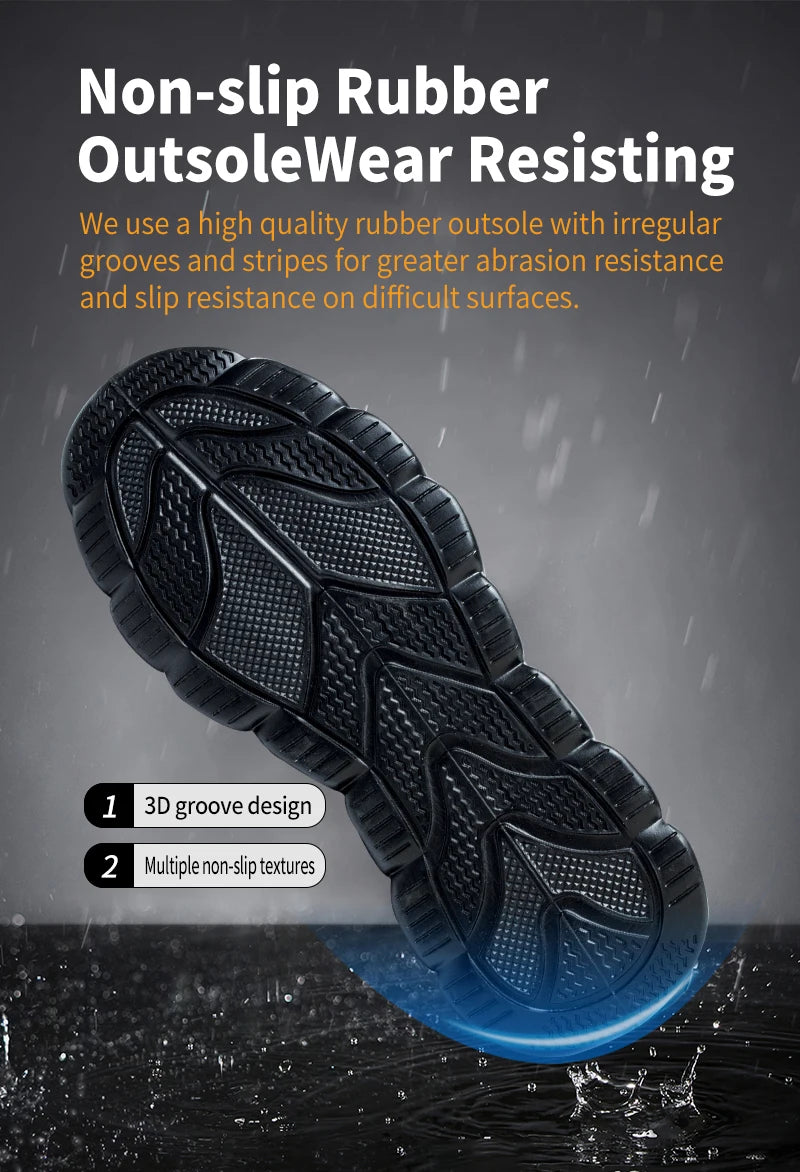 Steel Toe Work Shoes Men Lightweight Safety Boots Non Slip Breathable Protective Boots for Warehouse Light Industrial Shoes