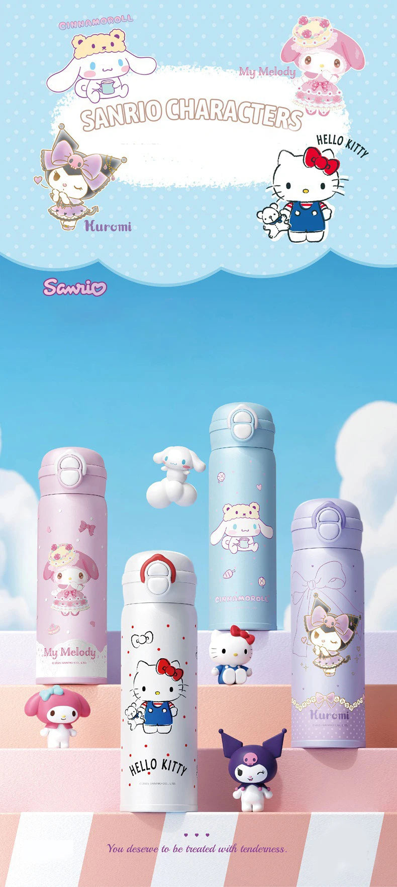 X&W Sanrio Thermal Cup Insulated Mug Kuromi Thermos Cups 316 Stainless Steel Double Drinking Straw Cup Portable Water Bottles