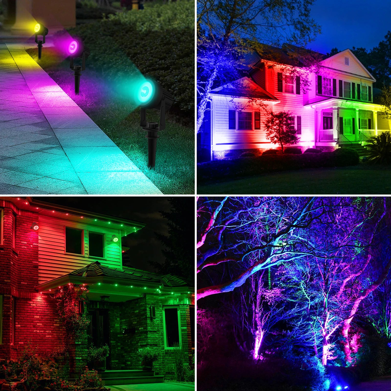 1/2/4 Lights RGB Solar LED Light Outdoor Solar Spotlight Solar Garden Light Outdoor IP65 Lawn Lamp Festival Decorative Lights