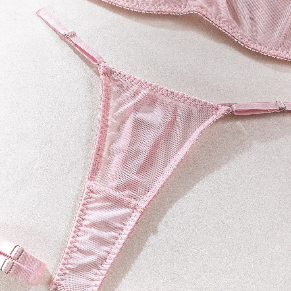 Sexy Bra And Panty Set Hanging Neck Lingerie Underwear Fairy Transparent Bra Erotic Sets Push Up Breves Kit Sexy Thongs