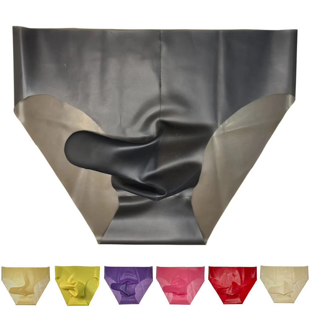 Lingerie Collection Erotic Seamless Rubber Shorts Latex Underpants Erotic Underwear Low Waist Design See-Through Material