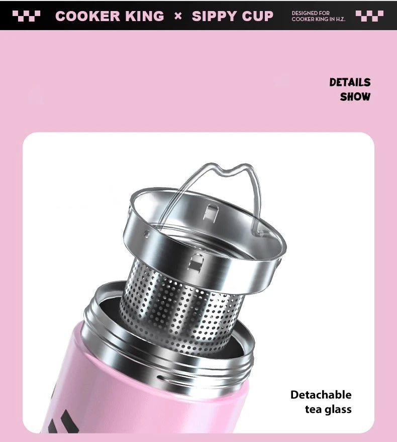 COOKER KinG Thermos Water Bottles Stainless Steel Thermal Straw Cup Tumbler Keep Cold and Hot Travel Mug Home Office Drinkware