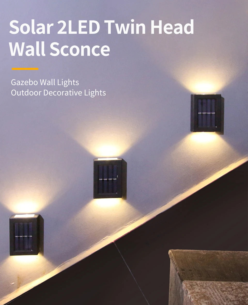 Solar Up and Down Spot Lights Outdoor Street Wall Light Waterproof Solar Lamp For Garden Street Balcony Yard Porch Decorative