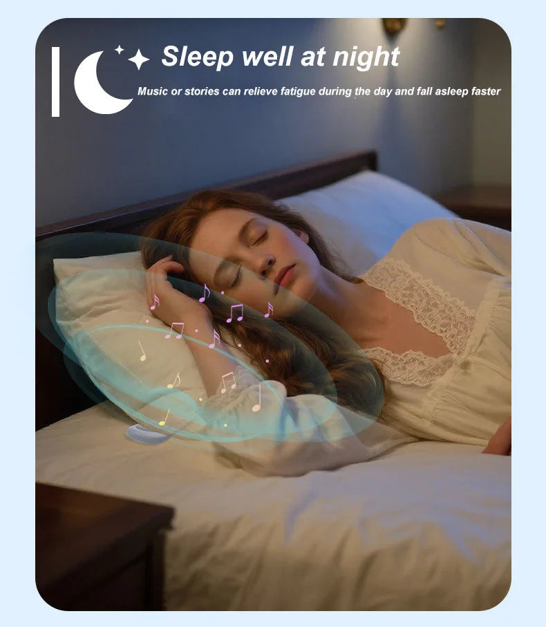 Bluetooth 5.4 Under Pillow Speaker Bone Conduction Speaker Noise Reduction Stereo Music Player with TF Card Slot Timed Shutdown