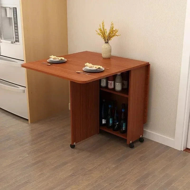 Folding Dining Table for Home Use, Small Apartment, Simple Multi-Functional Mobile Rectangular Dining Table