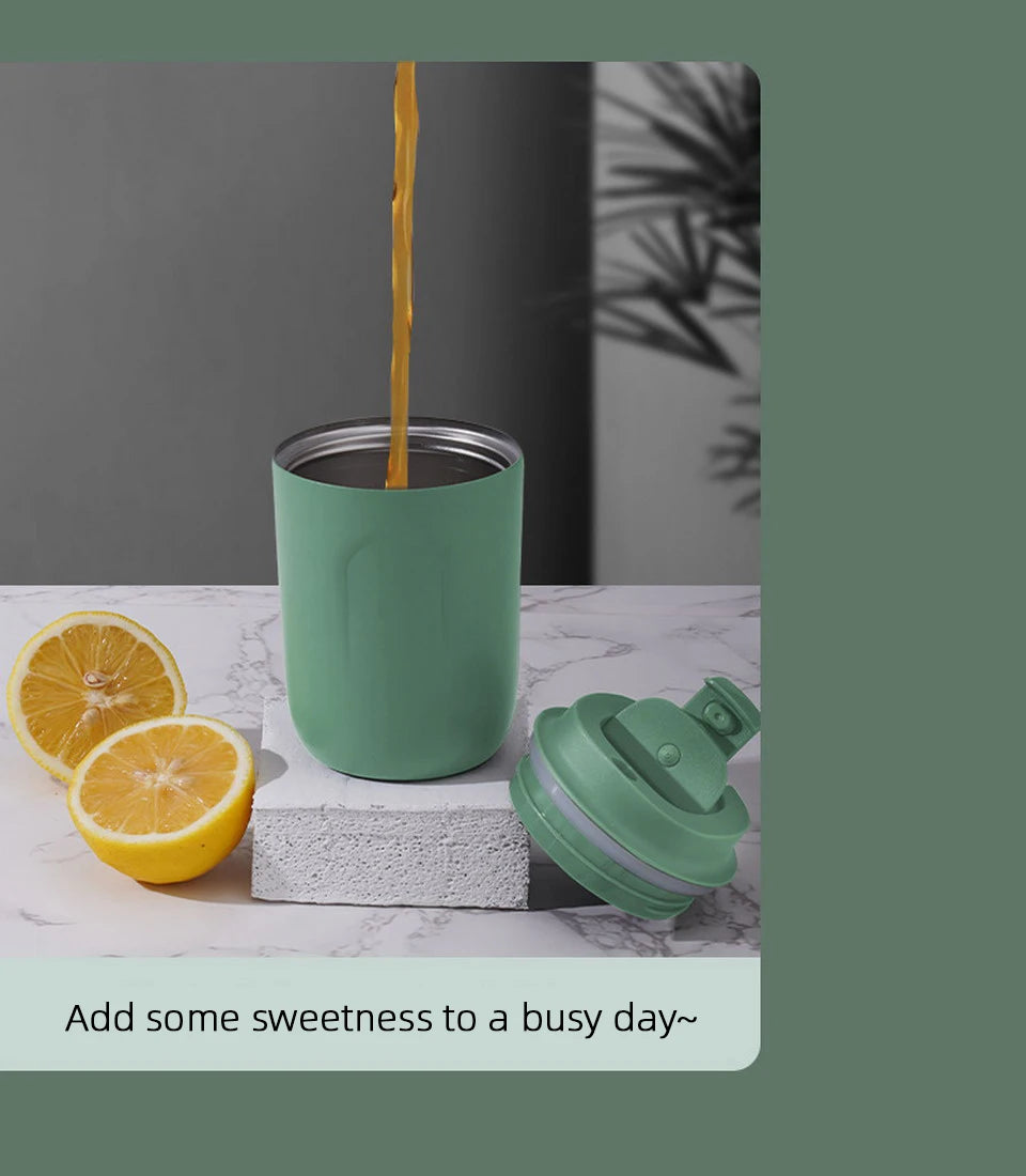 Insulated Water Bottle Thermal Coffee Travel Mug Tumbler Cup Stainless Steel Vacuum Insulated Thermos Flasks Leakproof Drinkware
