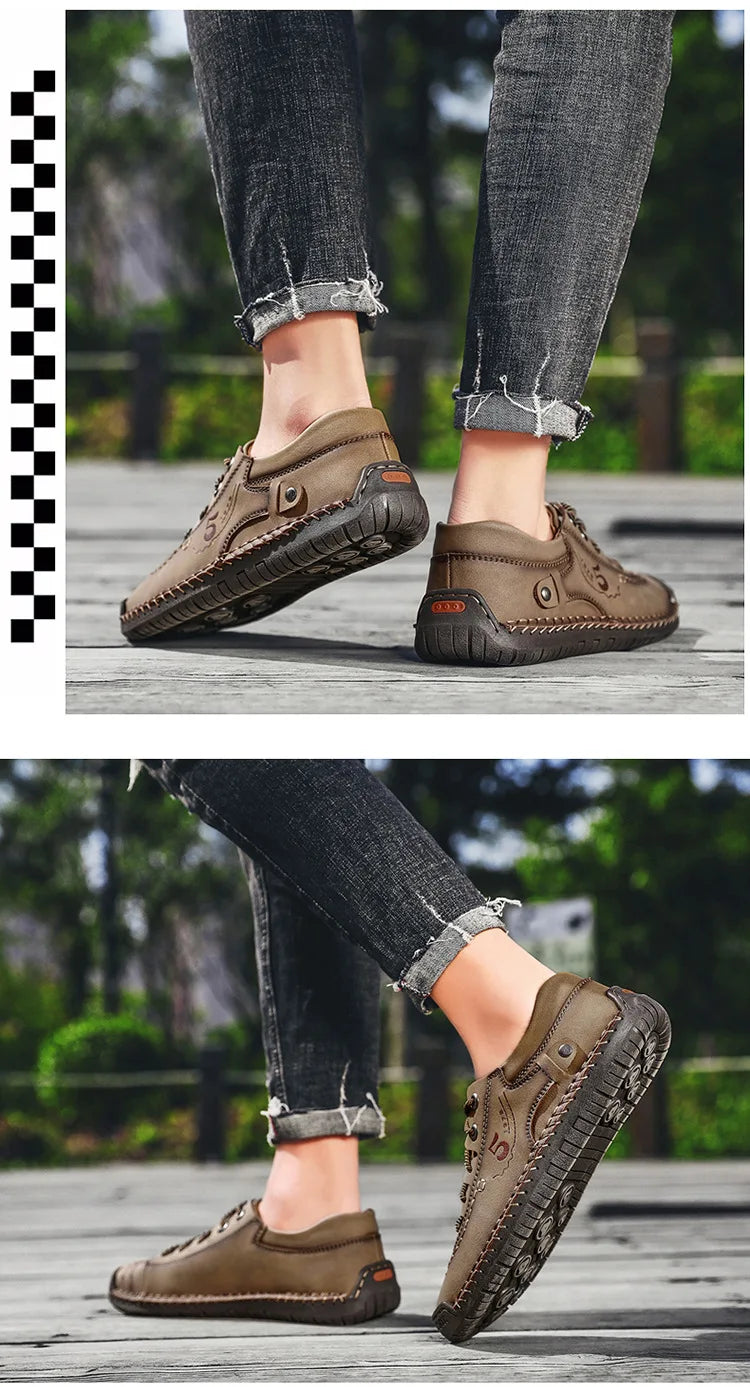 Shoes for Men Leather Casual Shoes Fashion Soft Homme Outdoor Comfortable High Quality Classic Ankle Non-slip Flats