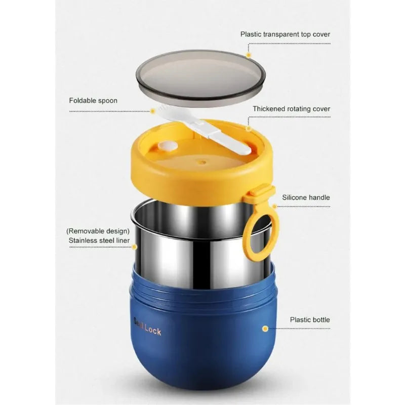 600ml Food Thermal Jar Insulated Soup Cup Thermos Containers Stainless Steel Lunch Box Thermo Keep Hot Vaccum Cup With Spoon