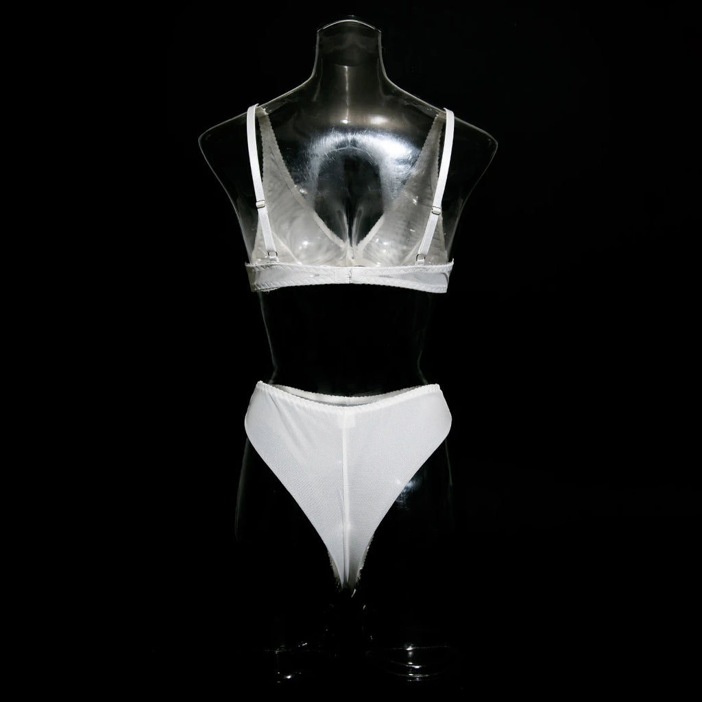 Wirelss Comfortable Bra Brasil Pantie Lingerie Set Basic Solid Mesh Sheer Underwear Transparent Intimate Seducing Lenceria