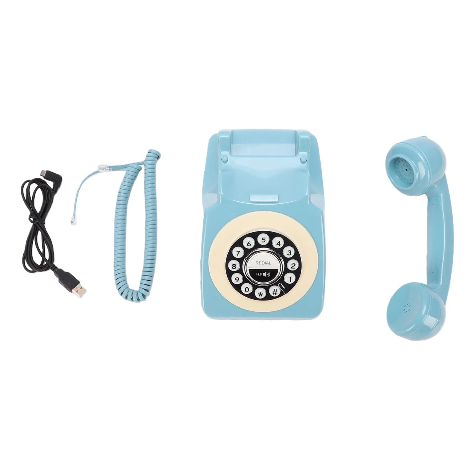 Bluetooth Retro Telephone with Handset Wireless Landline Phone for Home Support Hands Free Call and Music Playback USB Charging