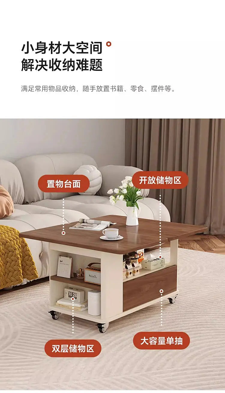 Folding Coffee Tables Multifunctional With Wheels Living Room Storage Side Tables Lounge Center Dining Table Hotel Furniture