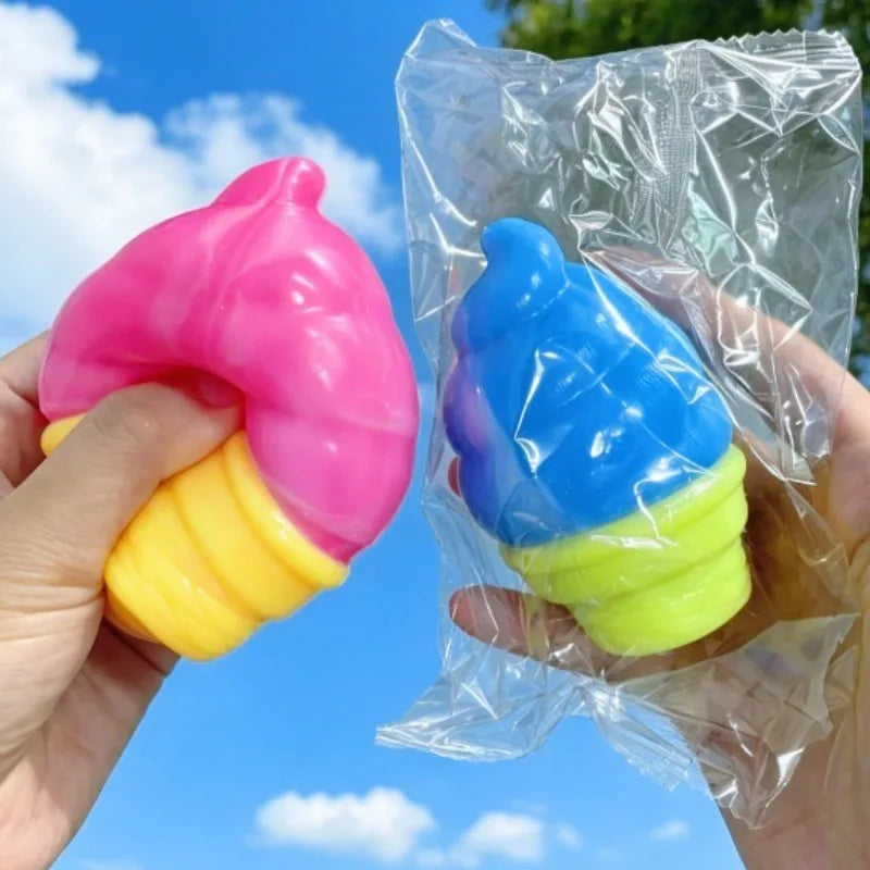 Needoh Nice Ice Cream Shaped Mochi Squishy Toy Cream Cone Surprise Stress Relief Fidget Squishes Party Gifts for Friend Gift