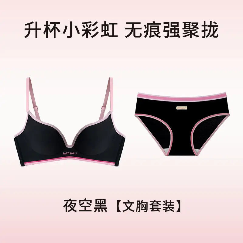 Push Up Seamless Bra for Small Chest | Colorful Dopamine Padded Bralette | Comfort Lift & Sexy Look for Women  Bra and Panty Set