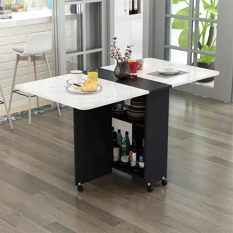 Folding Dining Table for Home Use, Small Apartment, Simple Multi-Functional Mobile Rectangular Dining Table