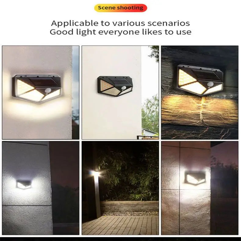 Solar Lights Outdoor 100 LED Motion Sensor Wall Lamp Outside Waterproof Solar Flood Lights For Yard,Garden,Garage, Fence,Patio