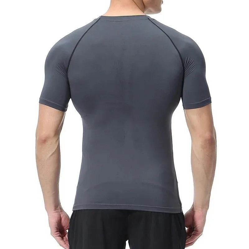 Summer Short Sleeve Men Compression Tee Shirt Bat Print Sport Quick Dry Gym Tshirt Fitness Workout Undershirt Elasticity Top Tee