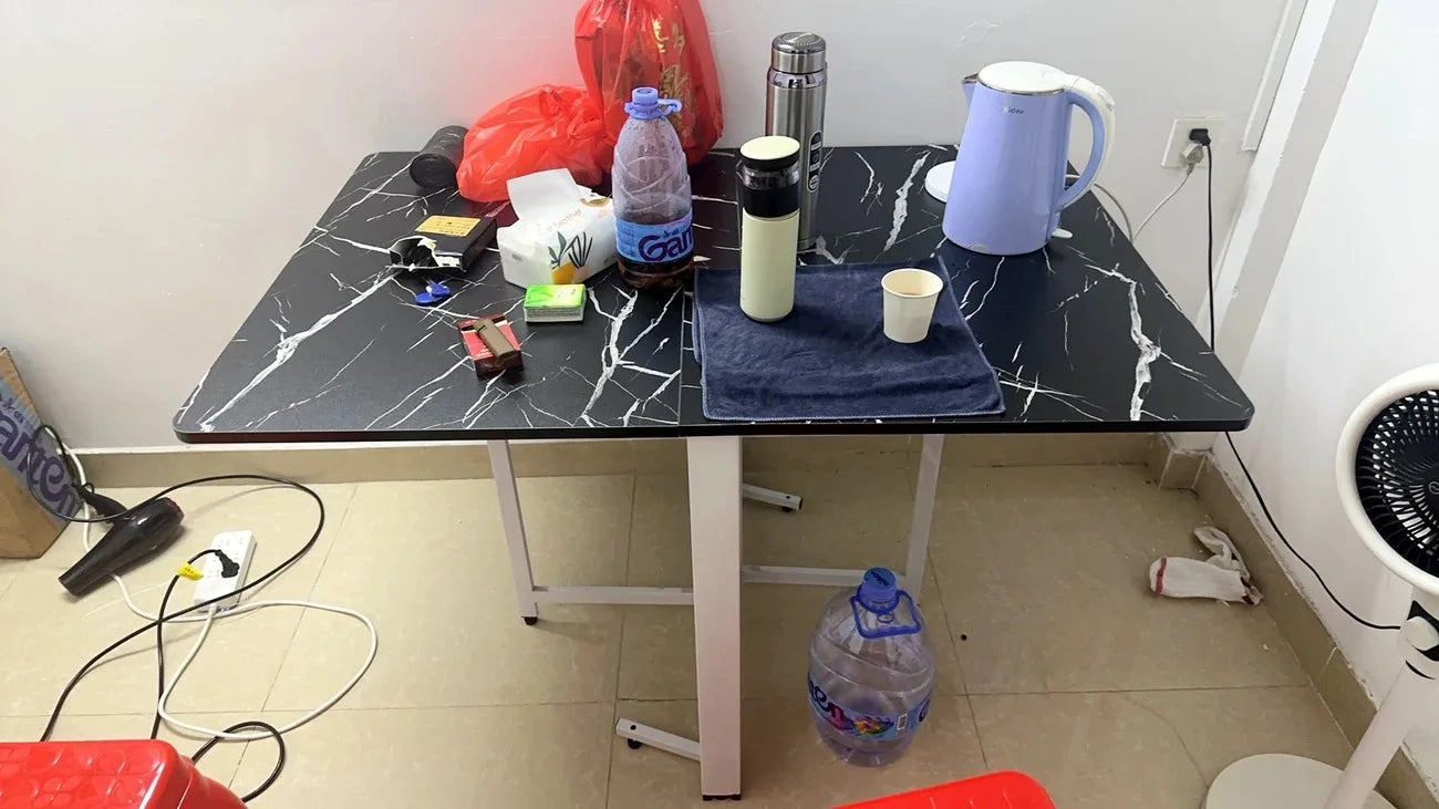 Foldable Rectangular Dining Table 100/120/140 Cm for Small Space Home And Restaurant Furniture Compact Meal Folding Table