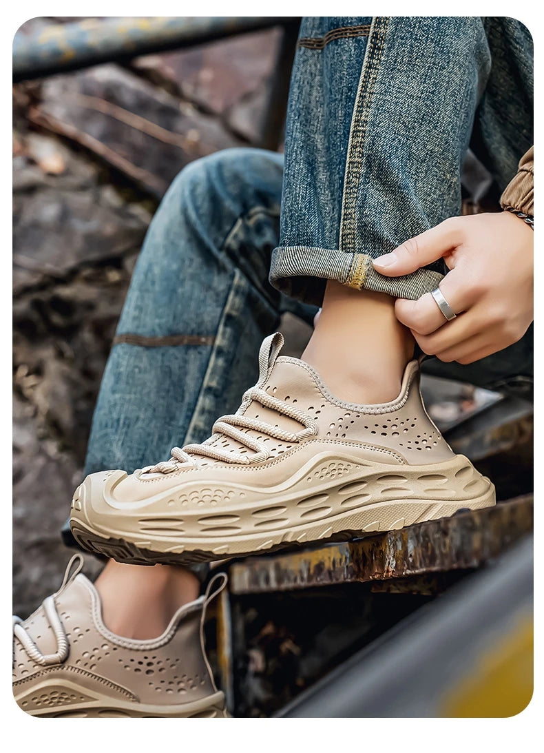 Spring Autumn New Mens Casual Shoes Fashion Anti Skid Wear Resistant Sports Sneakers Thick Sole Fashion Breathable Mesh Footwear