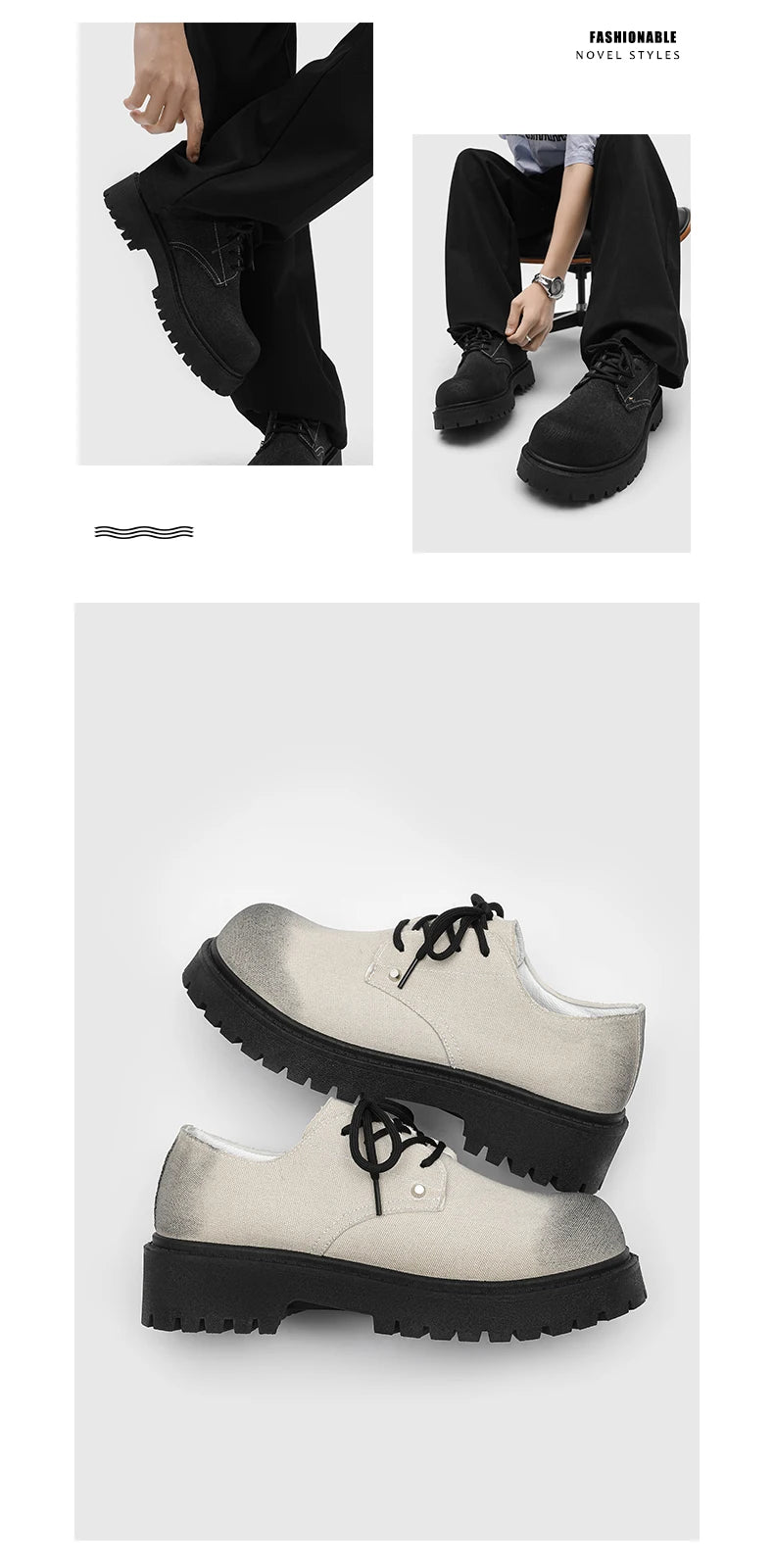 Men's shoes four seasons versatile casual non-slip wear-resistant comfort outdoor shoes youth fashion thick sole workwear shoes